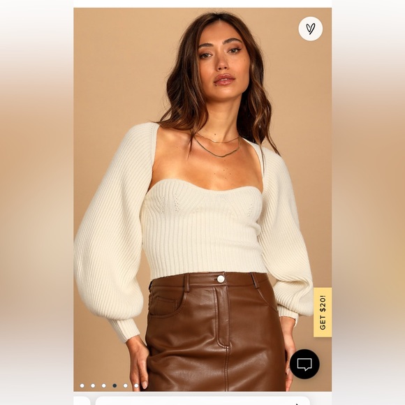 Lulus Other - Twice the Love Cream Ribbed Knit Tube Top and Shrug Set
Lulus